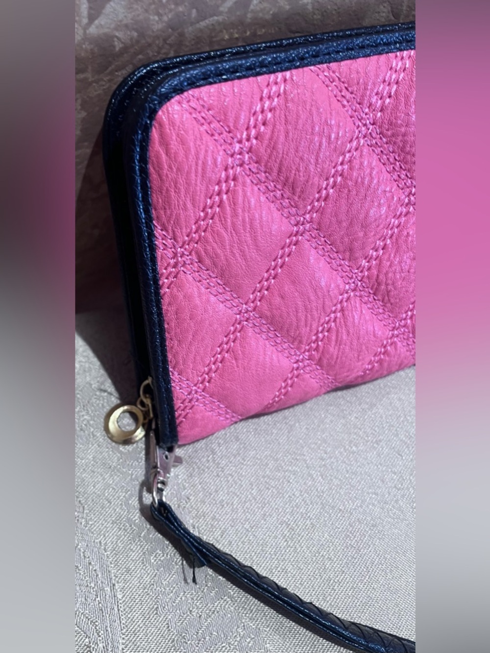 Orange Quilted Wristlet Clutch - Picture 3 of 8